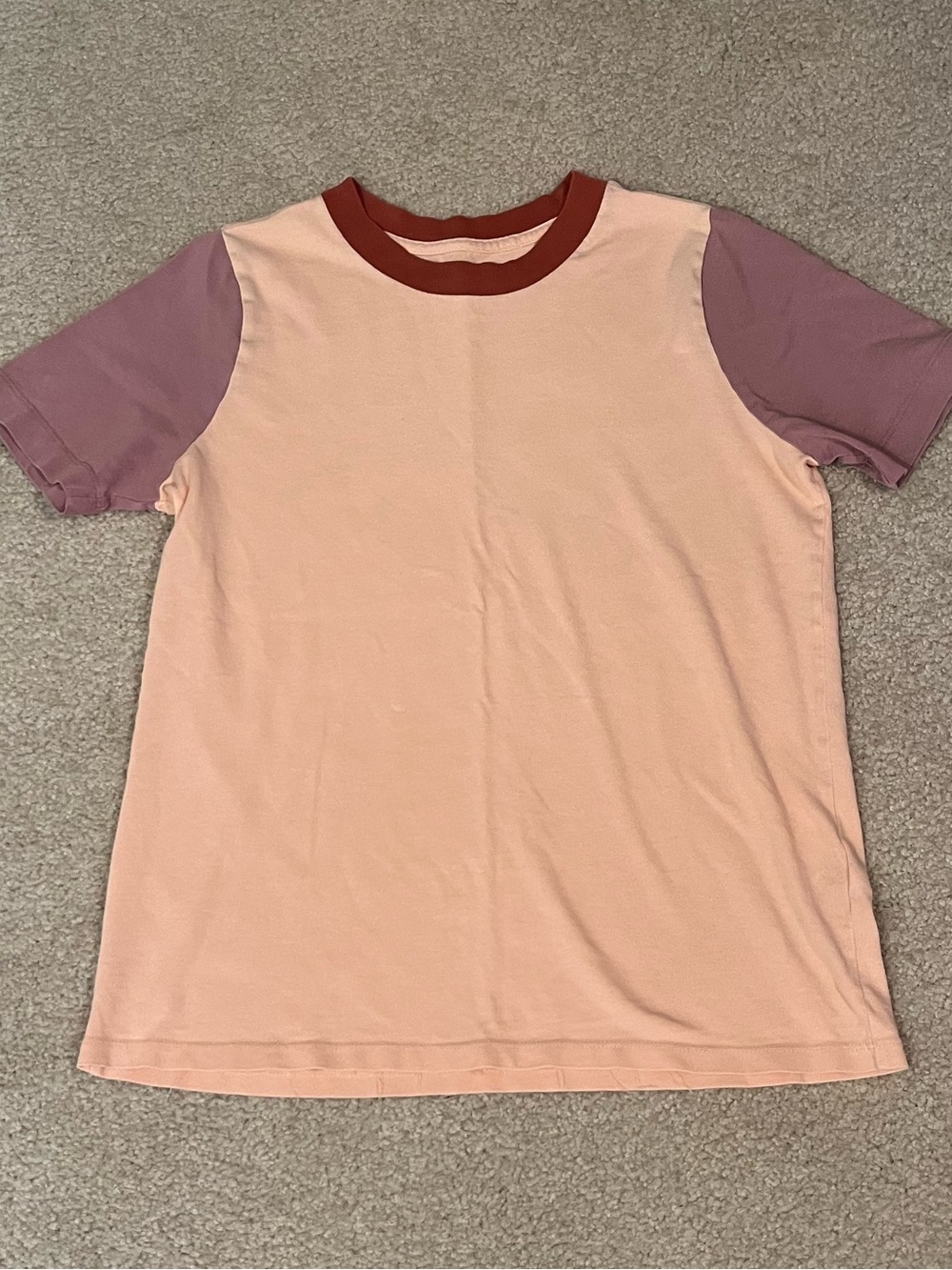 Women’s Madewell Short Sleeve Colorblock Tee in Peach and Mauve